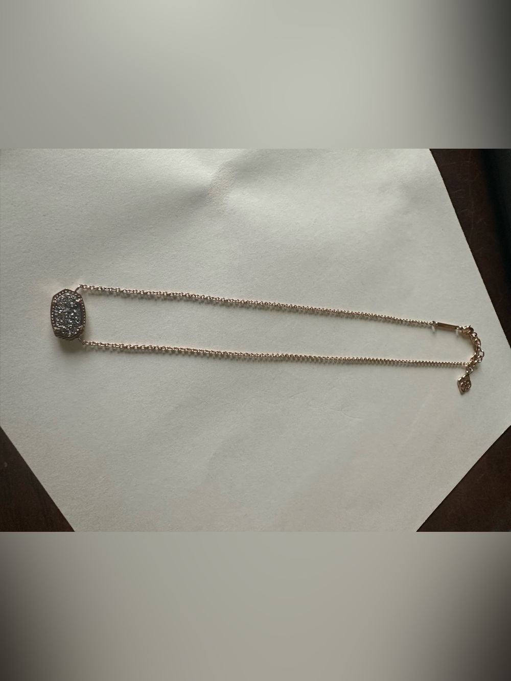 Kendra Scott Rose Gold Druzy Pendant Necklace - Gray Sparkle
